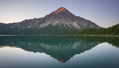 A mountain reflected in the calm waters of a lake