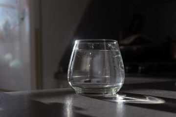 glass of water on the table