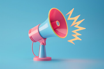3d megaphone with lightning icon in cartoon style advertisement business marketing concept business advertising 3d rendering 