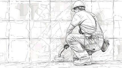 A detailed drawing of a man holding a suitcase. Ideal for travel blogs or business concepts