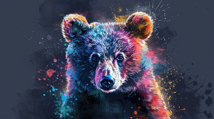 The Abstract Bear in colorful