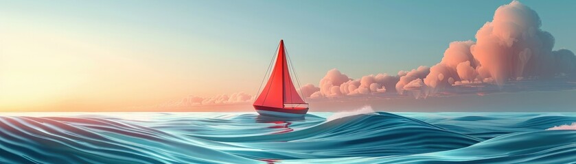 Fototapeta premium Red Sails into the Sunset