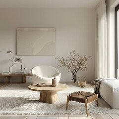 Modern Scandinavian living room with streamlined designs, functional aesthetics, and a touch of elegance.