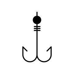 Fishing hook icon. black fill icon