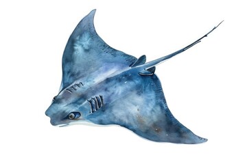 Fototapeta premium A beautiful watercolor painting of a manta ray. Perfect for marine life enthusiasts