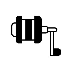 Fishing reel icon. black fill icon
