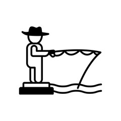 someone who is fishing. black fill icon