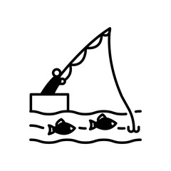 Fishing icon. black fill icon
