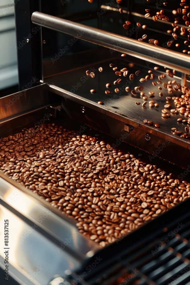 Sticker Freshly roasted coffee beans for commercial use