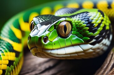 Fototapeta premium 2025, Chinese new year, snake, mythology, new year, tattoo, illustration, animal, postcard, green snake, wooden snake