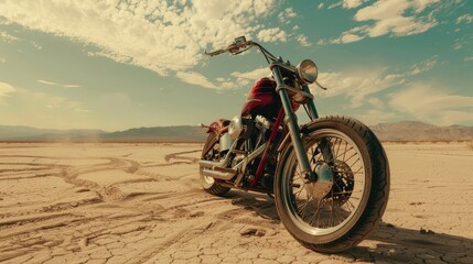 Obraz premium Motorcycle concept in the desert