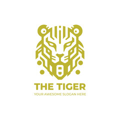 Futuristic Tiger Robot Logo Design