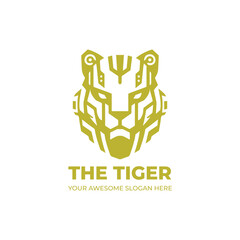 Futuristic Tiger Robot Logo Design