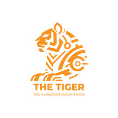 Futuristic Tiger Robot Logo Design