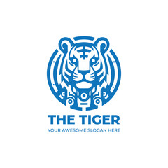 Futuristic Tiger Robot Logo Design