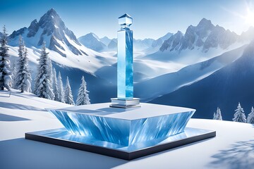 Experience the allure of winter with our arctic-inspired product display. Our 3D-rendered ice podium sets the stage for your next big launch.