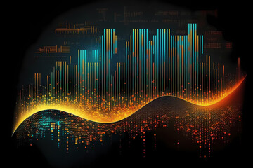 Vibrant audio waveform against a black backdrop