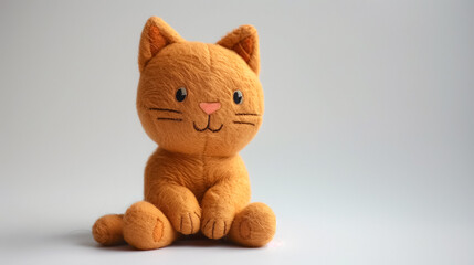Orange plush cat toy with a cute expression on a plain background.