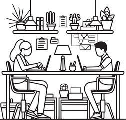 Fototapeta premium chat,comfortable,conference,designer,desk,employee,internet,job,laptop,manager,online,professional,remote,screen,student,worker,workplace,businessman,chair,distance,interior,office,people,programmer,s