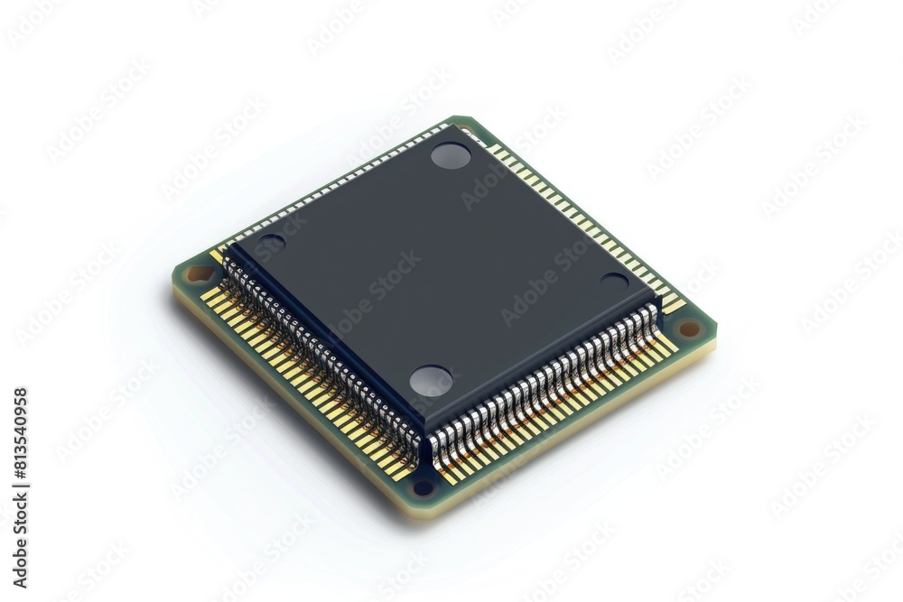 Poster Detailed view of a microchip, suitable for technology concepts