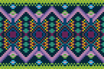 Colorful seamless pattern in patchwork style. Woven mats are made of pandan, grass leaves, Embroidered print for carpet, textile, wallpaper, wrapping paper. Ethnic and tribal motifs. Handwork. Vector 