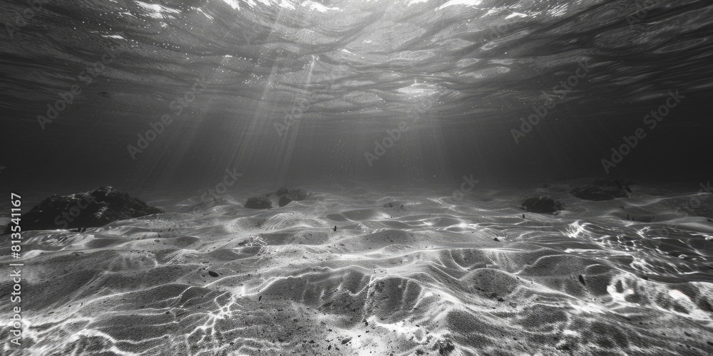 Poster serene black and white image of the ocean. ideal for backgrounds and prints