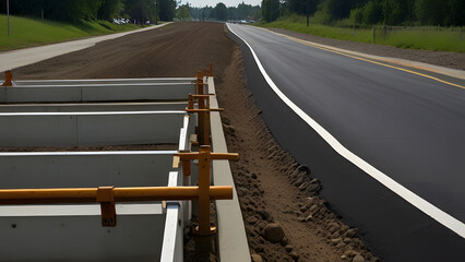 road in the countryside under construction 