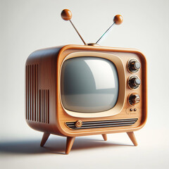 Retro TV isolated on white background. 3D illustration. Vintage style.
