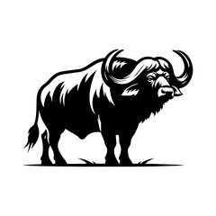 Cape Buffalo Vector Silhouette for Wildlife Designs and Nature Enthusiasts- Cape Buffalo Illustration- Minimalist Cape Buffalo Vector.