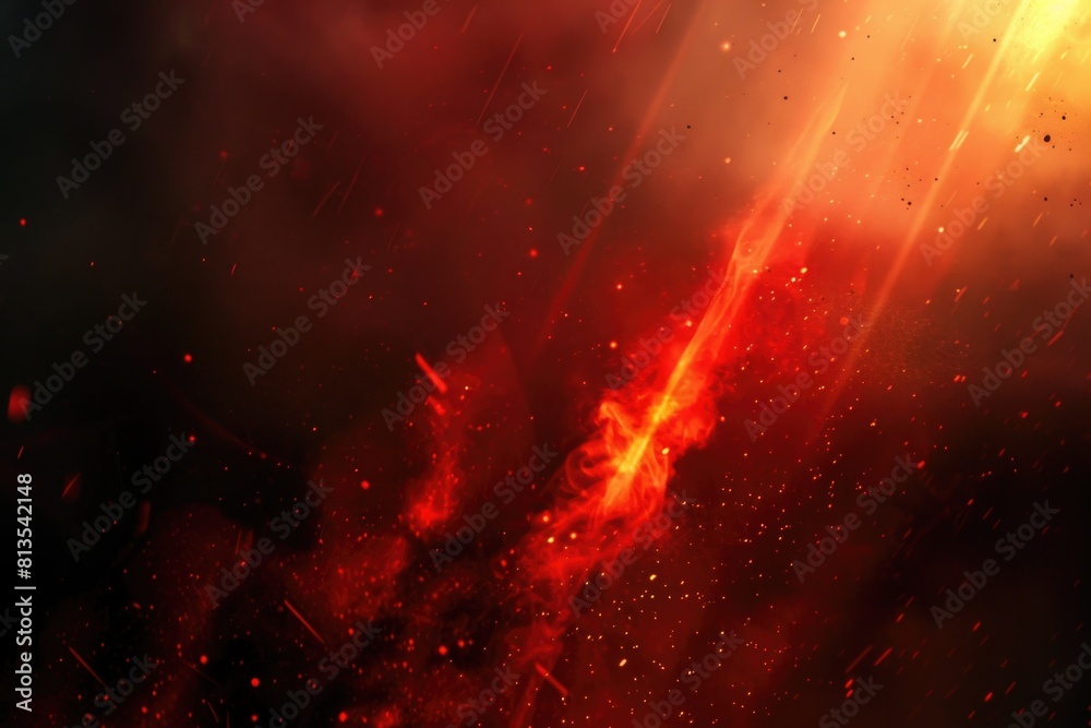 Poster dynamic image of fire and smoke on a red and black background. perfect for dramatic designs