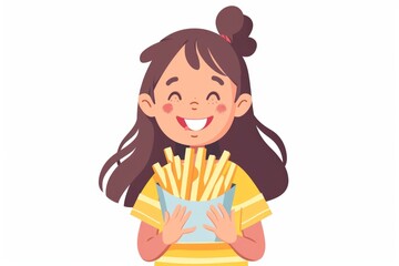 A young girl holding a delicious snack, perfect for food and lifestyle concepts