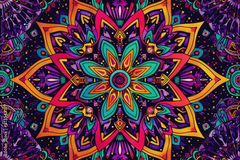 Poster Vibrant and eye-catching floral design on a dark backdrop. Perfect for adding a pop of color to any project