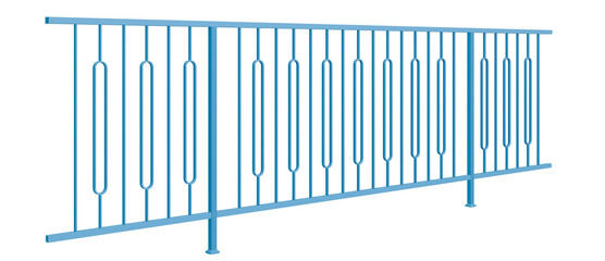 3D illustration showcases a blue ironwork balustrade, blending modern design with classic Indochine architecture (isolated background).
