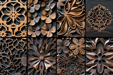 Decorative wood panels on a wall, perfect for interior design projects