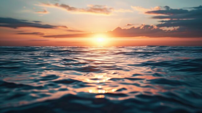 Beautiful sunset over the calm ocean, perfect for travel websites or inspirational content