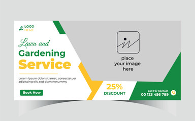 Lawn mower promotion  cover or web banner template