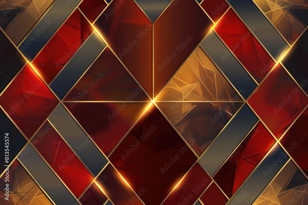 Poster A vibrant red and gold abstract background with a striking diamond pattern. Suitable for various design projects