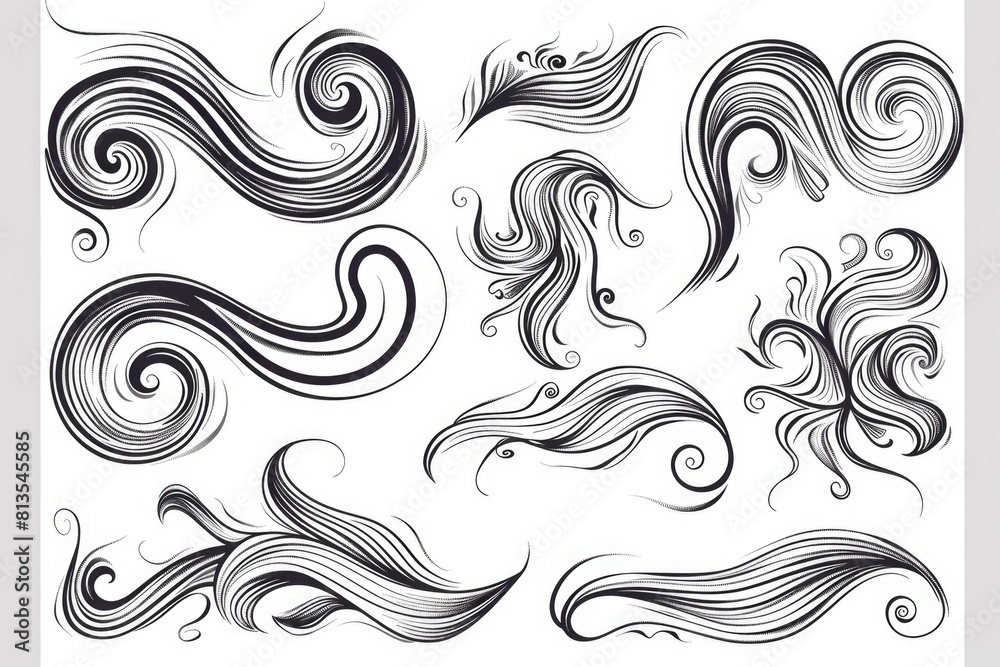 Poster abstract black and white swirls on a white background. suitable for graphic design projects or artis