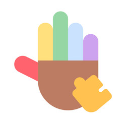 Hand Icon With Flat Color Style 