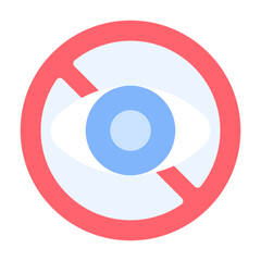 No eye Contact Icon With Flat Color Style 