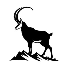 Chamois Silhouette Vector - Perfect for Nature Designs and Wilderness Enthusiasts Alike- Chamois Illustration- Chamois Vector Stock.