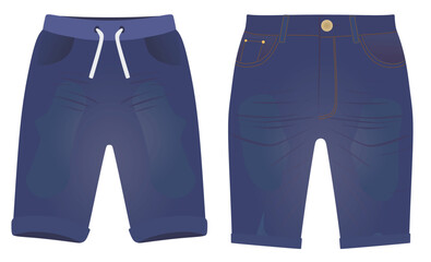 Blue jeans shorts. vector illustration