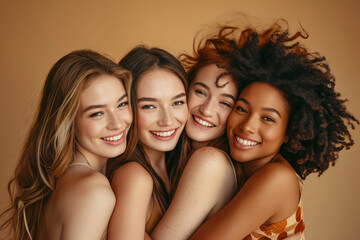 Obraz premium Three young women posing for a photo.
