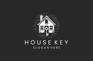 Fototapeta premium House key style logo icon design template flat vector