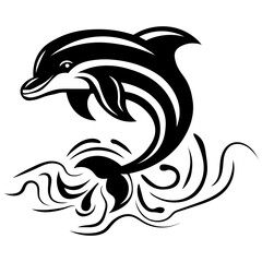 Naklejka premium Dolphin, Hand Drawn Vector Illustration 