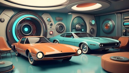Retro futuristic designs with a blend of vintage a
