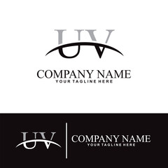 Elegant letter U V initial accounting logo design concept, accounting business logo design template