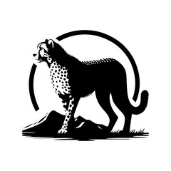 Safari Speed: Cheetah Silhouette Vector - Perfect for Wildlife Designs and Nature Enthusiasts Worldwide- Cheetah Illustration- Minimalist Vector of Cheetah.