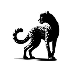 Safari Speed: Cheetah Silhouette Vector - Perfect for Wildlife Designs and Nature Enthusiasts Worldwide- Cheetah Illustration- Minimalist Vector of Cheetah.