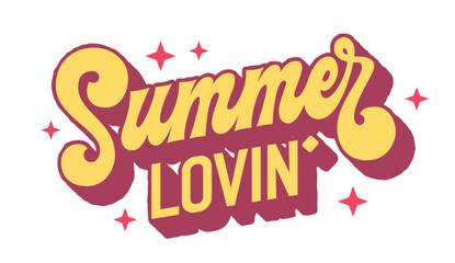Summer loving, retro-inspired script lettering exuding warmth and nostalgia, perfect for capturing the essence of summertime romance. Ideal typography design for prints, social media posts, apparel